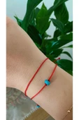 BAE ATOLYE Doğal Turkuaz Boncuklu Kırmızı Ip Bileklik thumbnail 1