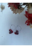 BAE ATOLYE Cam Murano  Kırmızı Kalp Cam Murano Küpe - 1