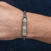 Yeni Tasarım Elişi 925 Ayar Gümüş Erkek Bileklik - 5