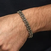Çift Kral Zincir Desenli 925 Ayar Gümüş Erkek Bileklik thumbnail 2