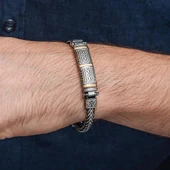 Yeni Tasarım Elişi 925 Ayar Gümüş Erkek Bileklik - 6