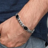 Siyah Oniks Taşlı Gurmet 925 Ayar Gümüş Erkek Bileklik thumbnail 6
