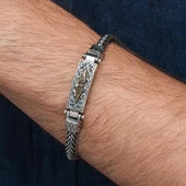 Yeni Tasarım Elişi 925 Ayar Gümüş Erkek Bileklik thumbnail 2