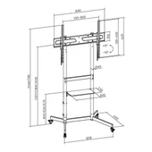 Ayt Vontech V1044VE 55-100 İnç 139-252 Ekran Arası Uyumlu Tekerlekli Ayaklı Raflı Lcd Led Tv Sehpası Standı Askı Aparat - 2