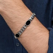 Siyah Oniks Taşlı Gurmet 925 Ayar Gümüş Erkek Bileklik thumbnail 8