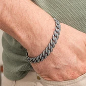 Kalem İşleme Gurmet Zincir 925 Ayar Gümüş Erkek Bileklik thumbnail 9