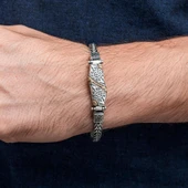 Yeni Tasarım Elişi 925 Ayar Gümüş Erkek Bileklik thumbnail 4