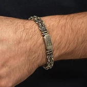 Çift Kral Zincir Desenli 925 Ayar Gümüş Erkek Bileklik thumbnail 6