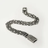 Çift Kral Zincir Desenli 925 Ayar Gümüş Erkek Bileklik thumbnail 7