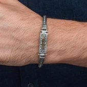 Yeni Tasarım Elişi 925 Ayar Gümüş Erkek Bileklik thumbnail 5