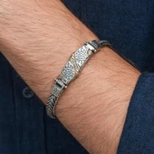 Yeni Tasarım Elişi 925 Ayar Gümüş Erkek Bileklik thumbnail 6