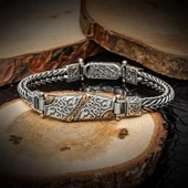 Yeni Tasarım Elişi 925 Ayar Gümüş Erkek Bileklik thumbnail 1