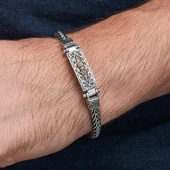 Yeni Tasarım Elişi 925 Ayar Gümüş Erkek Bileklik thumbnail 4