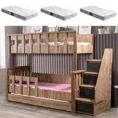 Ranza, Diva Mdf Profil Ayrılabilir 3lü Ranza 3 Adet Comfort Yatak thumbnail 6