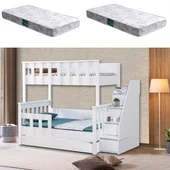 Ranza, Diva Mdf Profil Ayrılabilir Ranza - Beyaz 2 Adet Comfort Yatak thumbnail 1