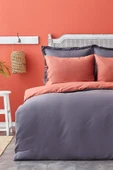 Karaca Home Basic Antrasit-Terecota Çift Taraflı Çift Kişilik Nevresim Takımı thumbnail 6