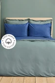 Basic Lacivert Petrol %100 Pamuk Çift Taraflı Çift Kişilik Nevresim Takımı thumbnail 1