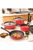 Karaca BioDiamond Pro İndüksiyon Tabanlı Japanese Red 7 Parça Tencere Seti thumbnail 1