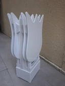 Zigon Çanta 90539 Lale Model Dörtlü Takım Ahşap MDF Beyaz Renk El Yapım thumbnail 5