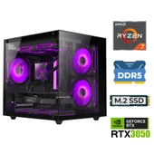 Xaser Elite X40 Ryzen 7 7800X3D 32GB DDR5 Ram 1TB M.2 NVMe SSD RTX3050 Sıvı Soğutmalı Masaüstü Oyuncu Bilgisayarı - 1
