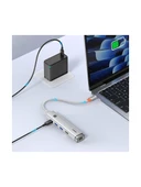 Baseus UltraJoy Series 5-Port HUB AIR - Gümüş (Type-C to HDMI4K@60Hz*1+USB3.0*2+PD*1+RJ45*1) - 3