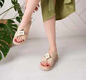 Cate Bej Hasır Cilt Sandalet - 2