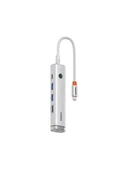 Baseus UltraJoy Series 5-Port HUB AIR - Gümüş (Type-C to HDMI4K@60Hz*1+USB3.0*2+PD*1+RJ45*1) - 1