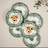 Fecra Majestic Green 6'lı Pasta Tabağı Seti - 1