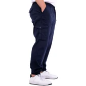 Büyük Beden Erkek Gabardin Kargo Jogger Pantolon Doğa 21927 Lacivert - 3