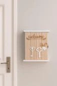Dekoratif Ahşap Anahtarlık Kutusu – Welcome Yazılı Duvar Askılığı BR-6631 thumbnail 1