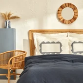 Karaca Home Candice %100 Pamuk Çift Kişilik Nakışlı Pike Takımı Mavi - 1