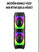 RGB LED Işıklı Bluetooth Hoparlör  1200 mAh Şarjlı, TWS, AUX, USB, TF Kart Girişi - 6
