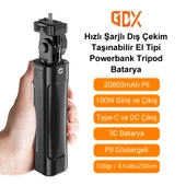 Gdx 20800mAh Hızlı Şarjlı Dış Çekim 100W Çıkışlı Taşınabilir El Tipi Powerbank Tripod Batarya thumbnail 1