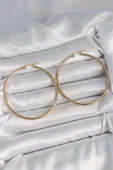 316 Çelik Gold Renk 53 mm Halka Model Kadın Küpe - 1