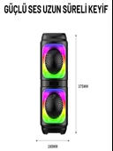 RGB LED Işıklı Bluetooth Hoparlör  1200 mAh Şarjlı, TWS, AUX, USB, TF Kart Girişi - 1