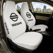 Nissan Uyumlu Beyaz Renk Penye Oto Koltuk Kılıfı Takımı Ön ve Arka Koltuk Koruyucu Kılıf - 1