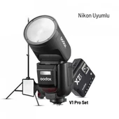 Godox V1 Pro Nikon Flaş Full Set (Flaş, X2 Tetikleyici, 15x20 Softbox, Tripod) - 1