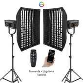 Gdx 300 RGB III Profesyonel İkili Fotoğrafçılık ve Video Renkli Dolgu Işığı Seti - 4