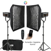 Gdx 300 RGB III Profesyonel İkili Fotoğrafçılık ve Video Renkli Dolgu Işığı Seti - 1