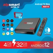 Alpsmart As514 Tv Box 4+32gb Wifi Android 12 Ses Komutlu Akıllı Kumanda - 1