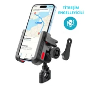 Titreşim Engelleyici Motosiklet Telefon Tutucu 360 C Döner Başlık, Hızlı Kilit Sistemli - 1