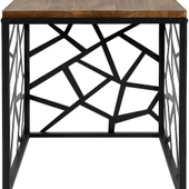 Modern Çok Amaçlı Siyah Metal Ayak 2'lİ Doğal Ahşap Zigon Sehpa - 4