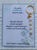 100 Adet İsme Özel Tasarım Beyaz Anahtarlık Hastane Yeni Doğan 40 Mevlidi Dağıtmalık Hediyelik - 1