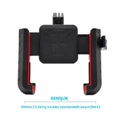 Titreşim Engelleyici Motosiklet Telefon Tutucu  360 C  Döner Başlık, Hızlı Kilit Sistemli - 2