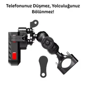 Titreşim Engelleyici Motosiklet Telefon Tutucu 360 C Döner Başlık, Hızlı Kilit Sistemli - 3