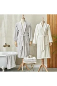 Bornoz Aile Banyo Seti Cecilia Beyaz/Gri - 9