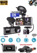Ventus Mpia CC33 128GB 1080P Full Hd Araç Içi Kamera Ön Arka ve Iç Kayıt 3 Kamera Gece Görüşlü G Sensör Geniş Açı - 1