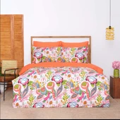 Sarah Anderson Mitsy Turuncu %100 Pamuk Çift Kişilik Nevresim Yastık Seti thumbnail 1