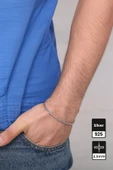 2.5mm Kare Kral 925 Ayar Gümüş Bileklik - 1