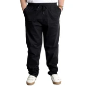 Büyük Beden Pantolon Gabardin Kargo Düz Paça Jogger Doğa 21928 Siyah - 1
